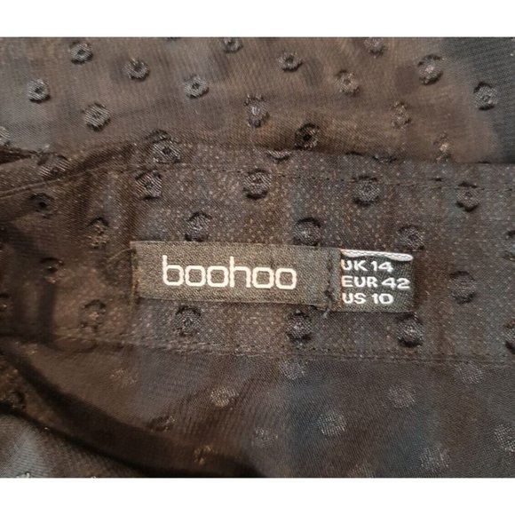 boohoo Women Sz 10 Boho Button Up Hight Low Blouse Black Chiffon No Camisole A6P - Picture 5 of 6
